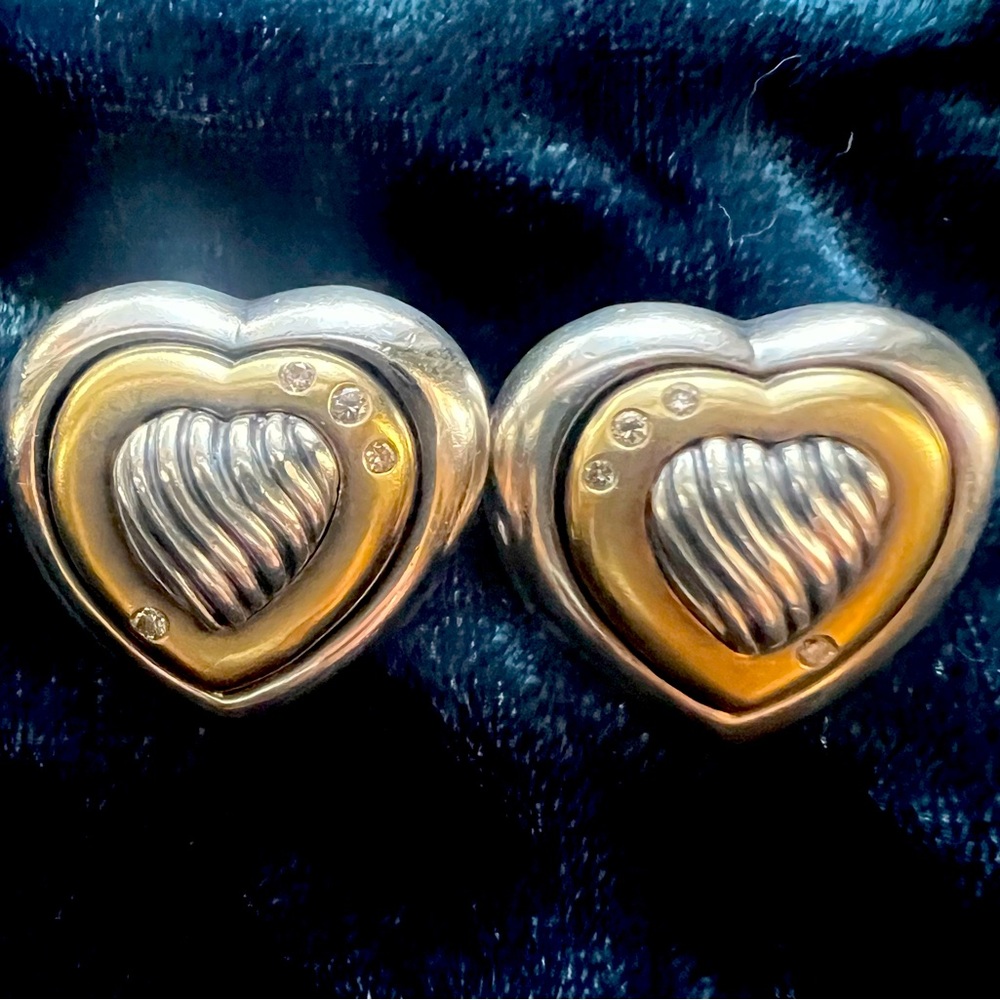 David Yurman Thoroughbred Heart Button Earrings
